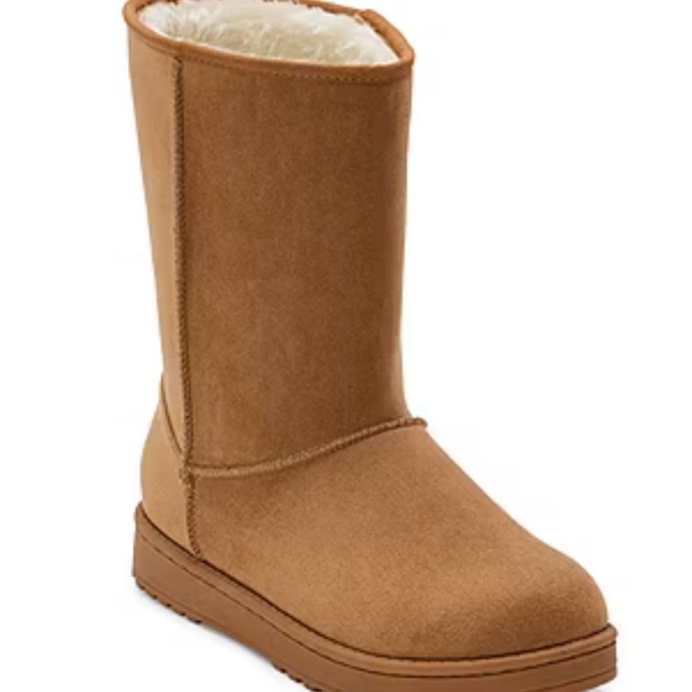 Arizona Jean Co Womens Stratton Flat Heel Winter Boots Tan Shearling-Lined